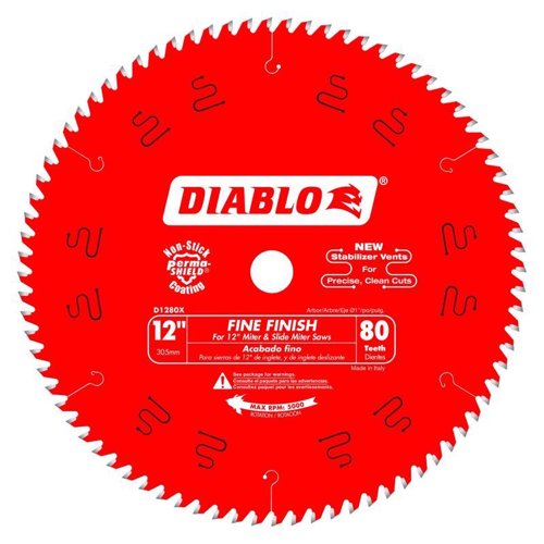 Diablo 12 in. D X 1 in. TiCo Hi-Density Carbide Finishing Saw Blade 80 teeth 1 pk