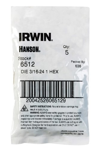 Irwin Hanson High Carbon Steel SAE Hexagon Die 3/16 in. 1 pc