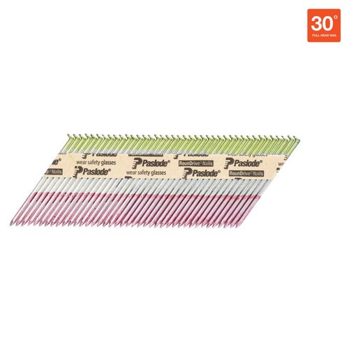 Paslode RounDrive 3-1/4 in. L Angled Strip Hot-Dip Galvanized Framing Nails 30 deg 2000 pk