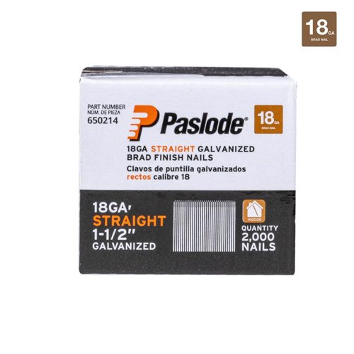 Paslode 1-1/2 in. L X 18 Ga. Straight Strip Galvanized Brad Nails 2,000 pk