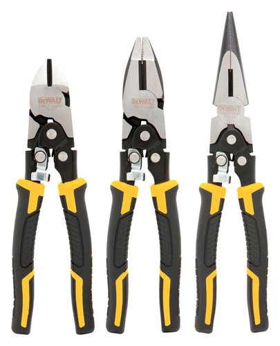 DeWalt 3 pc Chrome Vanadium Steel Pliers Set Assorted in. L