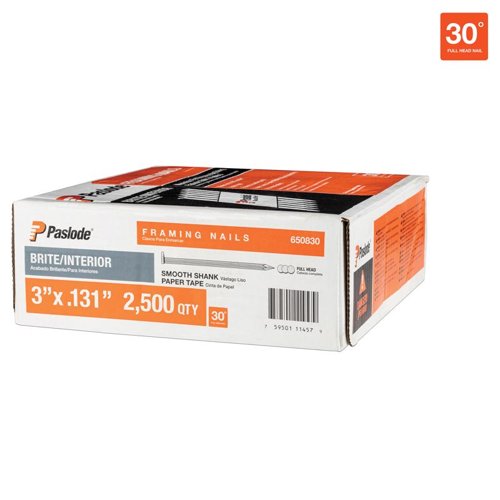 Paslode Roundrive 3 in. L Angled Strip Brite Framing Nails 30 deg 2500 pk