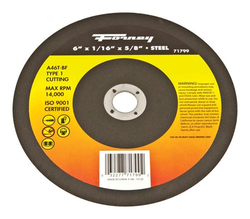 Forney 6 in. D X 5/8 in. Aluminum Oxide Metal Cut-Off Wheel 1 pc
