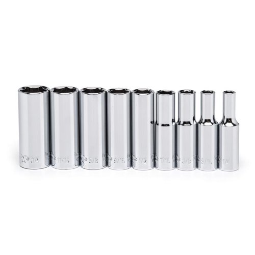 Crescent 3/8 in. X 3/8 in. drive SAE 6 Point Deep Well Socket Set 9 pc
