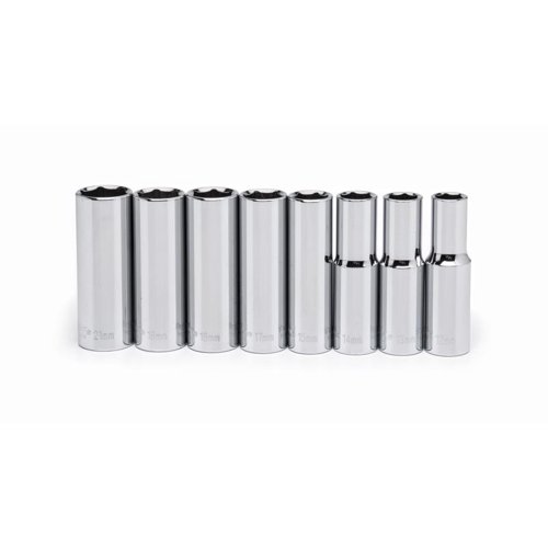 Crescent 1/2 in. X 1/2 in. drive Metric 6 Point Deep Well Socket Set 8 pc