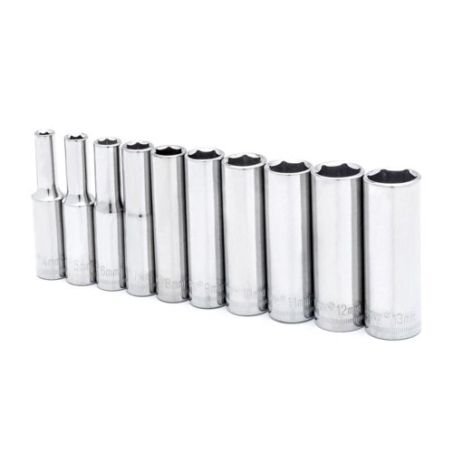 Crescent 1/4 in. X 1/4 in. drive Metric 6 Point Deep Well Socket Set 10 pc