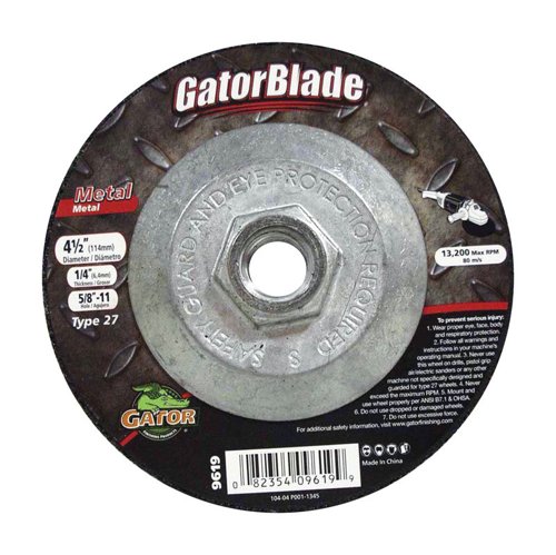 Gator 4-1/2 in. D X 5/8-11 in. Metal Grinding Wheel