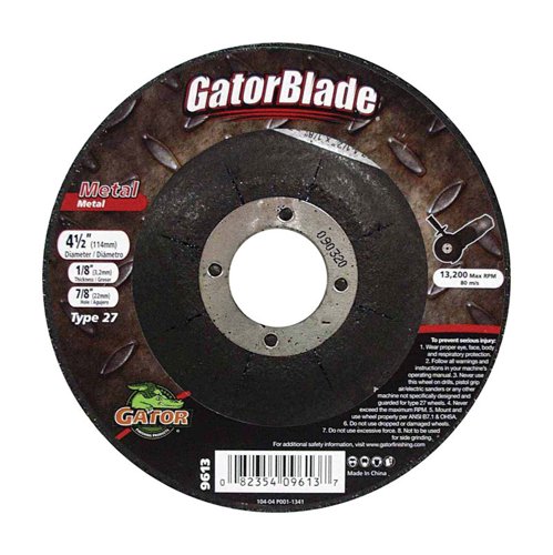 Gator 4-1/2 in. D X 7/8 in. Metal Grinding Wheel