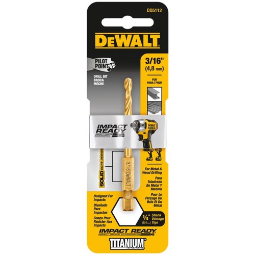 DeWalt Impact Ready 3/16 in. X 3 in. L High Speed Steel Drill Bit Quick-Change Hex Shank 1 pc