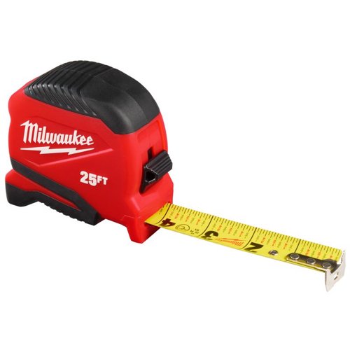 Milwaukee 25 ft. L X 1.65 in. W Compact Tape Measure 1 pk