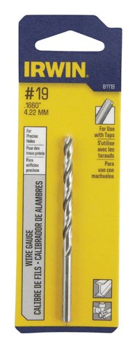 Irwin #19 X 3-1/4 in. L High Speed Steel Jobber Length Wire Gauge Bit Straight Shank 1 pk