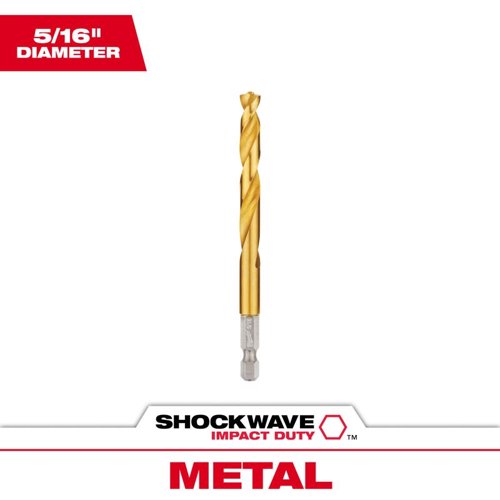 Milwaukee Shockwave 5/16 in. X 4.37 in. L Titanium Red Helix Drill Bit Hex Shank 1 pc