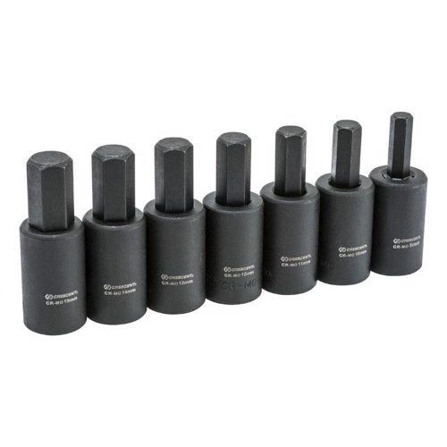Crescent 1/2 in. X 1/2 in. drive Metric 6 Point Hex Bit Socket Set 7 pc