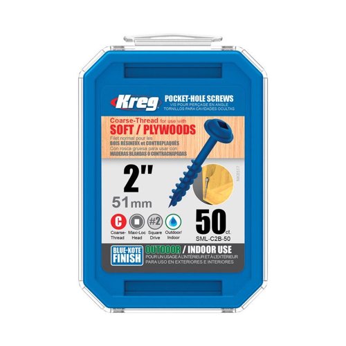 Kreg No. 8 X 2 in. L Square Blue-Kote Coarse Pocket-Hole Screw 50 pk
