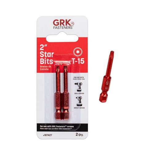 GRK Fasteners Star T15 X 2 in. L Power Bit Carbon Steel 2 pc