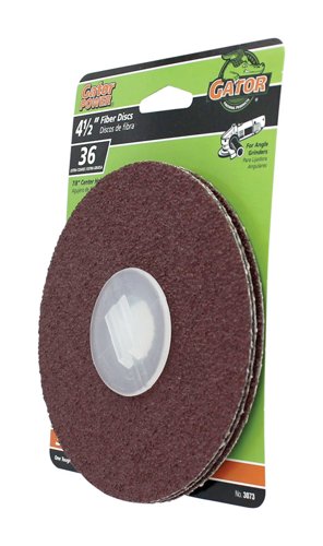 Gator 4.5 in. Aluminum Oxide Center Mount Fiber Disc 36 Grit Extra Coarse 3 pk