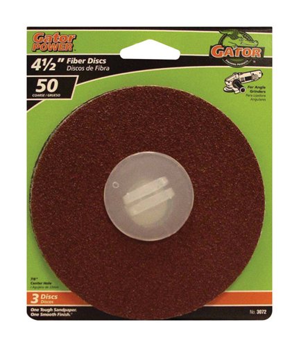 Gator 4.5 in. Aluminum Oxide Center Mount Fiber Disc 50 Grit Coarse 3 pk