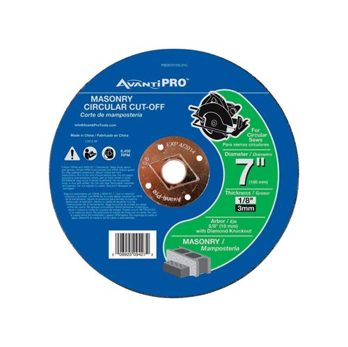 Avanti Pro 7 in. D X 5/8 in. Aluminum Oxide Masonry Cut-Off Disc