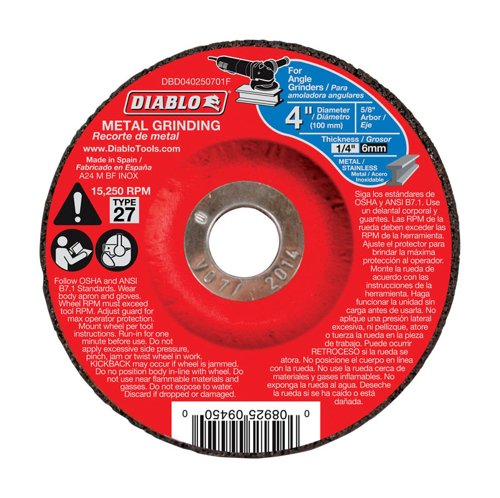 Diablo 4 in. D X 5/8 in. Aluminum Oxide Metal Grinding Disc 1 pc