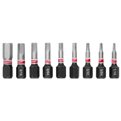 Milwaukee Shockwave Hex 1 in. L Impact Insert Bit Set Steel 9 pc