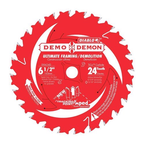 Diablo Demo Demon 6-1/2 in. D X 5/8 in. TiCo Hi-Density Carbide Framing Blade 24 teeth 1 pk
