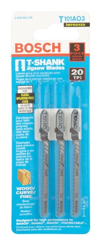 Bosch 3 in. Metal T-Shank Pointed teeth and ground Jig Saw Blade 20 TPI 3 pk