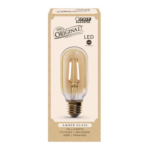 Feit T14 E26 (Medium) LED Bulb Amber Soft White 40 Watt Equivalence 1 pk