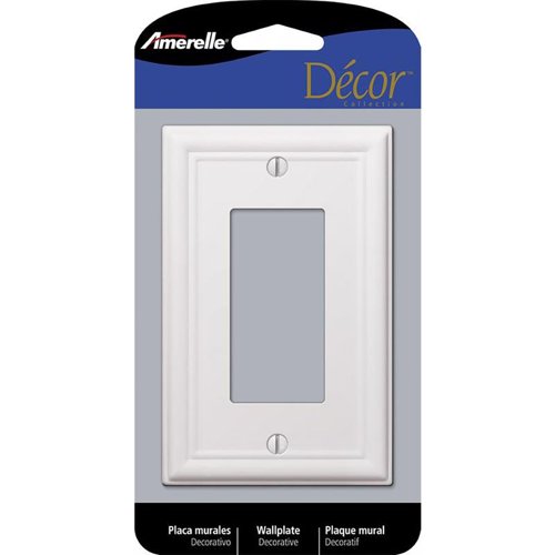 Amerelle Chelsea White 1 gang Stamped Steel Decorator Wall Plate 1 pk