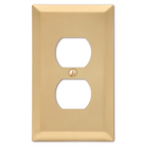 Amerelle Century Satin Brass 2 gang Stamped Steel Duplex Wall Plate 1 pk