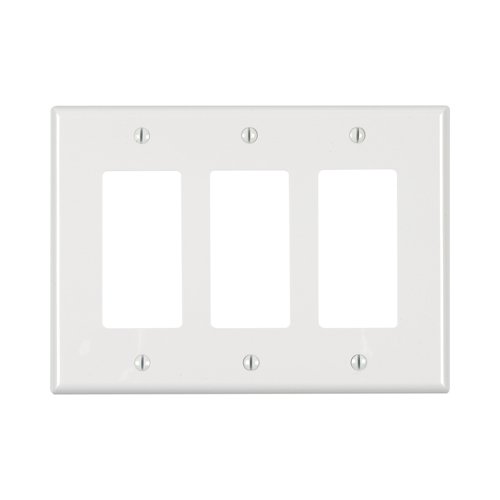 Leviton White 3 gang Thermoplastic Nylon Decorator Wall Plate 1 pk