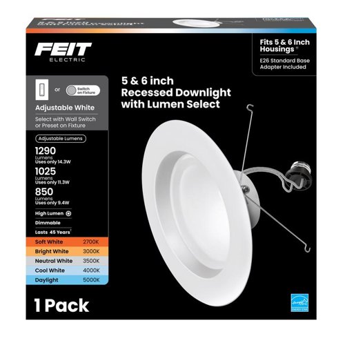 Feit Enhance White 7.5 in. W Aluminum LED Dimmable Recessed Downlight 14.3 W
