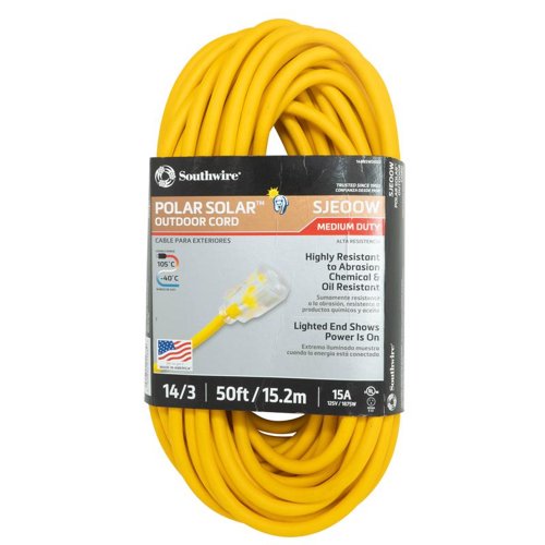 Southwire Outdoor 50 ft. L Yellow Extension Cord 14/3