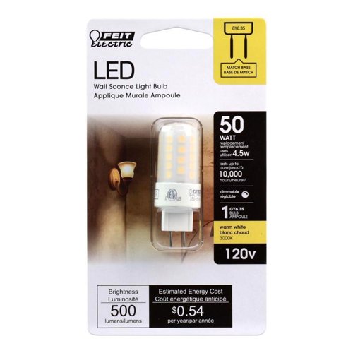 Feit T4 GY6.35 LED Bulb Bright White 50 Watt Equivalence 1 pk