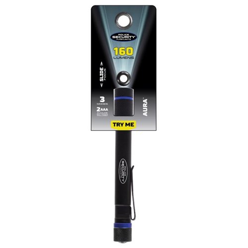 Police Security Aura 160 lm Black LED Pen Light AAA Battery