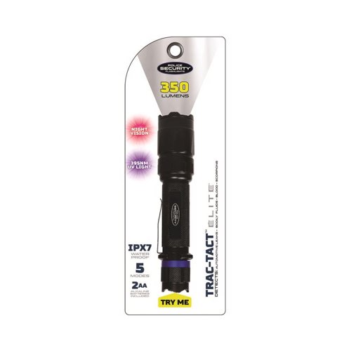Police Security Trac-Tact 350 lm Black LED Flashlight AA Battery