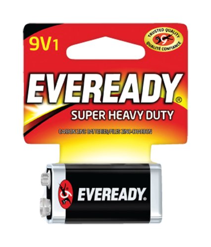 Eveready Super Heavy Duty 9-Volt Zinc Carbon Batteries 1 pk Carded