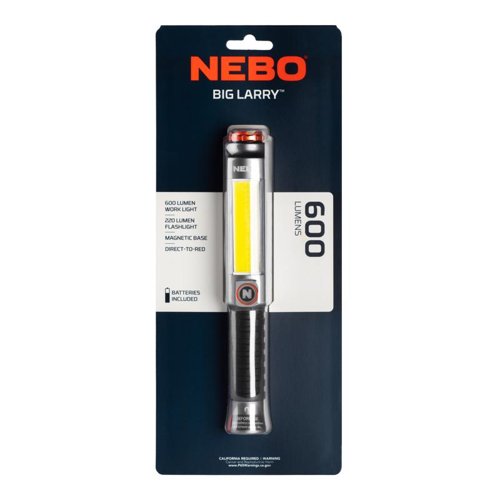 NEBO Big Larry 600 lm Black/Gray LED Work Light Flashlight AA Battery