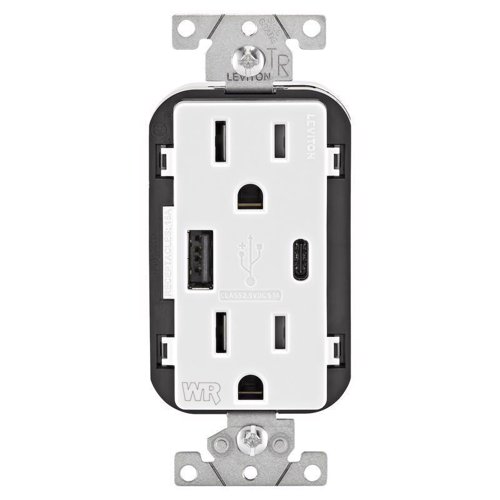 Leviton 15 amps 125 V USB White Outlet and USB Charger 5-15R 1 pk