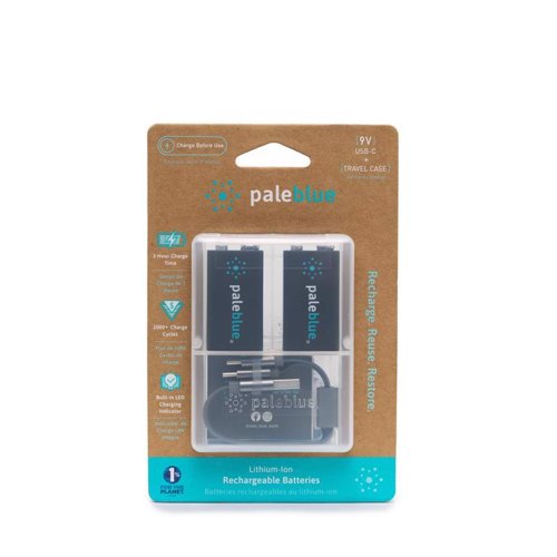Pale Blue Earth 9-Volt Lithium Batteries 2 pk Clamshell