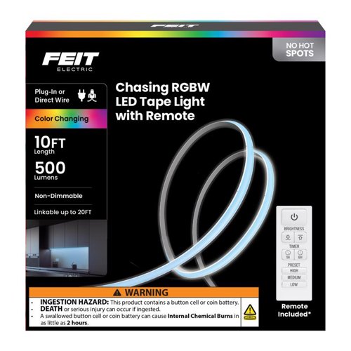 Feit 10 ft. L Color Changing Plug-In LED Tape Light 1 pk