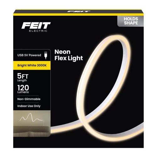 Feit 5 ft. L White Plug-In LED Tape Light 1 pk