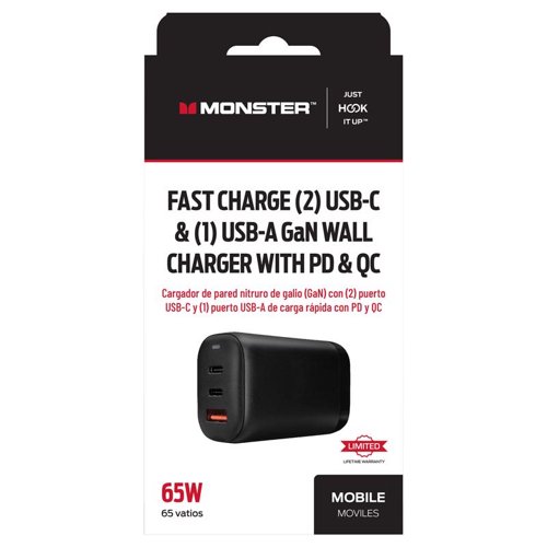Monster Just Hook It Up 2 Port USB C/1 Port USB A w/PD & QC 1 pk