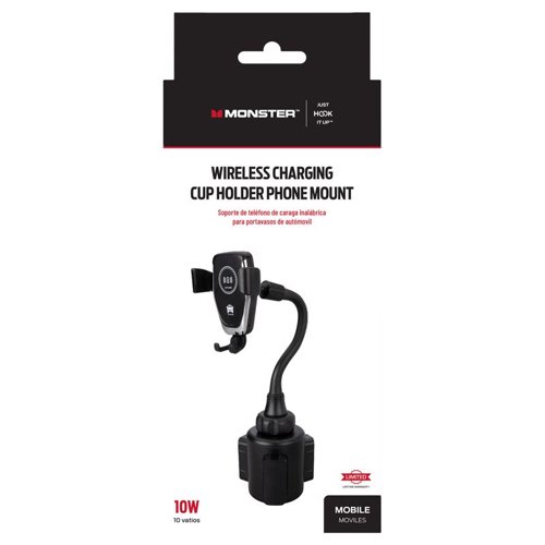 Monster Just Hook It Up Black Dashboard Wireless Charger and Phone Holder For Universal