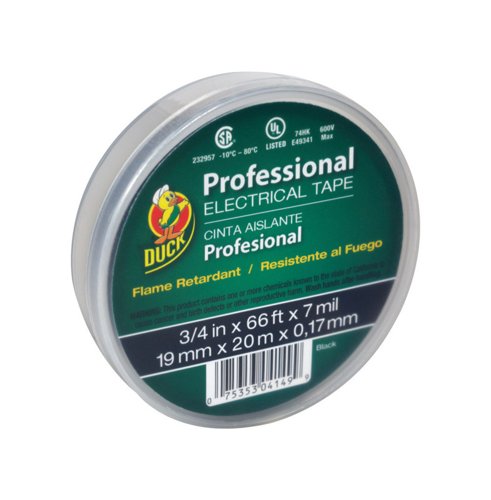 Duck Professional Grade 3/4 in. W X 66 ft. L Black Vinyl Electrical Tape