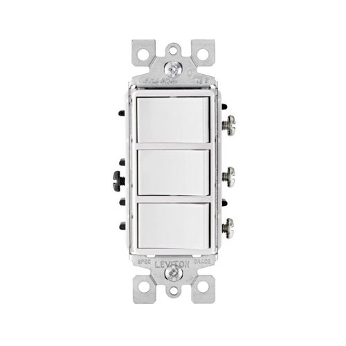 Leviton Decora 15 amps Single Pole Rocker Triple Combination Switch White 1 pk