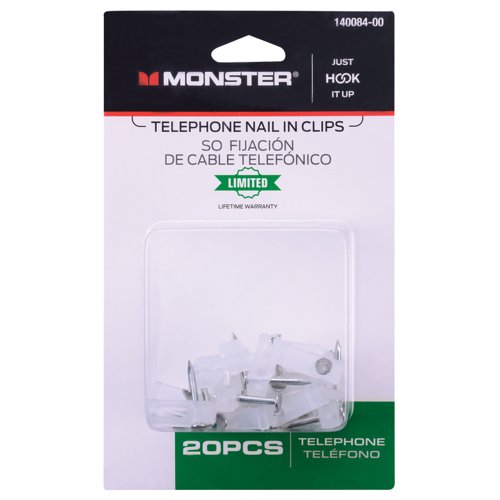 Monster Just Hook It Up 0 ft. L White Telephone Nail In Clips