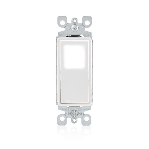 Leviton Decora 15 amps Single Pole Rocker Illuminated Switch White 1 pk