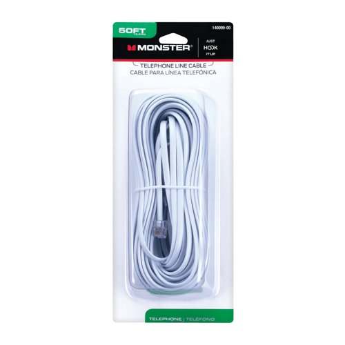 Monster Just Hook It Up 50 ft. L White Modular Telephone Line Cable