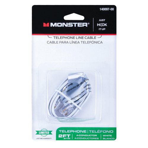 Monster Just Hook It Up 2 ft. L White Modular Telephone Line Cable