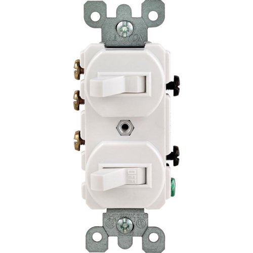 Leviton 15 amps Single Pole or 3-way Rocker Duplex Combination Switch White 1 pk